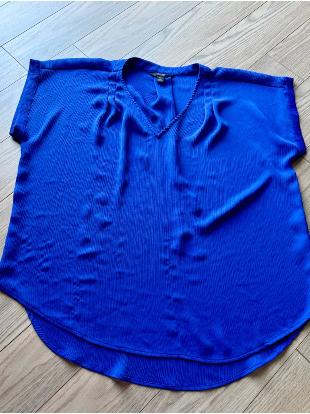 Simply Vera Vera Wang Royal Blue V-Neck Short Sleeve Blouse